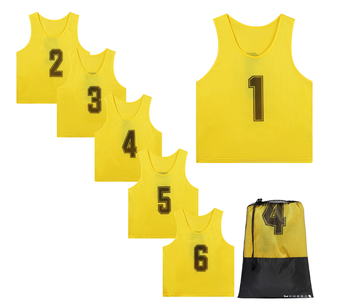 《吉祥寺良品》ビブス 快適メッシュ130g 6枚セット 番号有 各色取り揃え