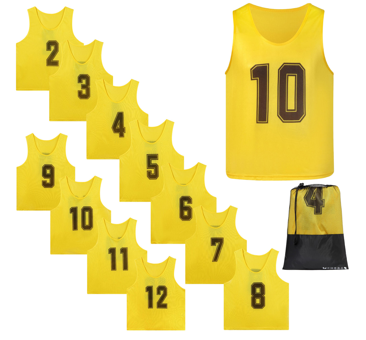 《吉祥寺良品》ビブス 快適メッシュ130g 12枚セット 番号有 各色取り揃え