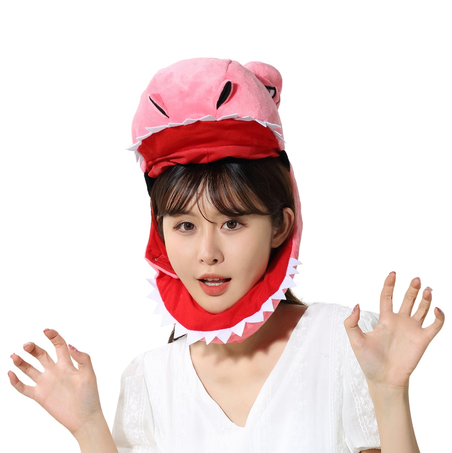 〔吉祥寺良品〕ちょいこわ可愛い恐竜のかぶりもの、被り物のド定番!ピンク