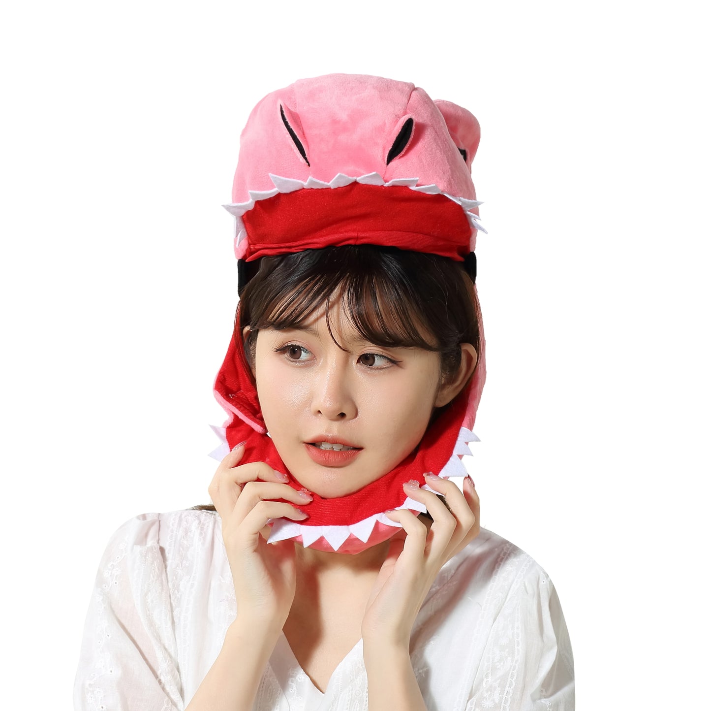 〔吉祥寺良品〕ちょいこわ可愛い恐竜のかぶりもの、被り物のド定番!ピンク