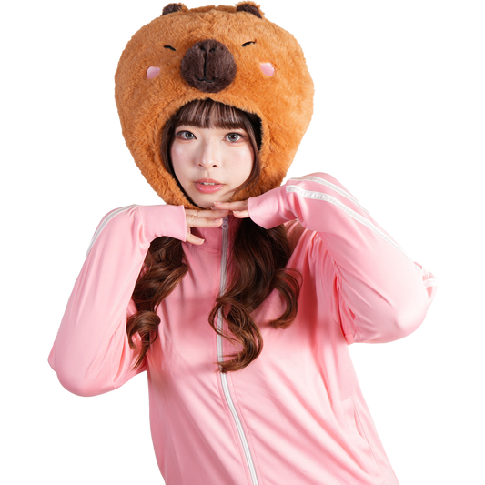 🧡【カピバラ かぶりもの】ふわもこ着ぐるみ風 アニマル帽子《大人用フリーサイズ》