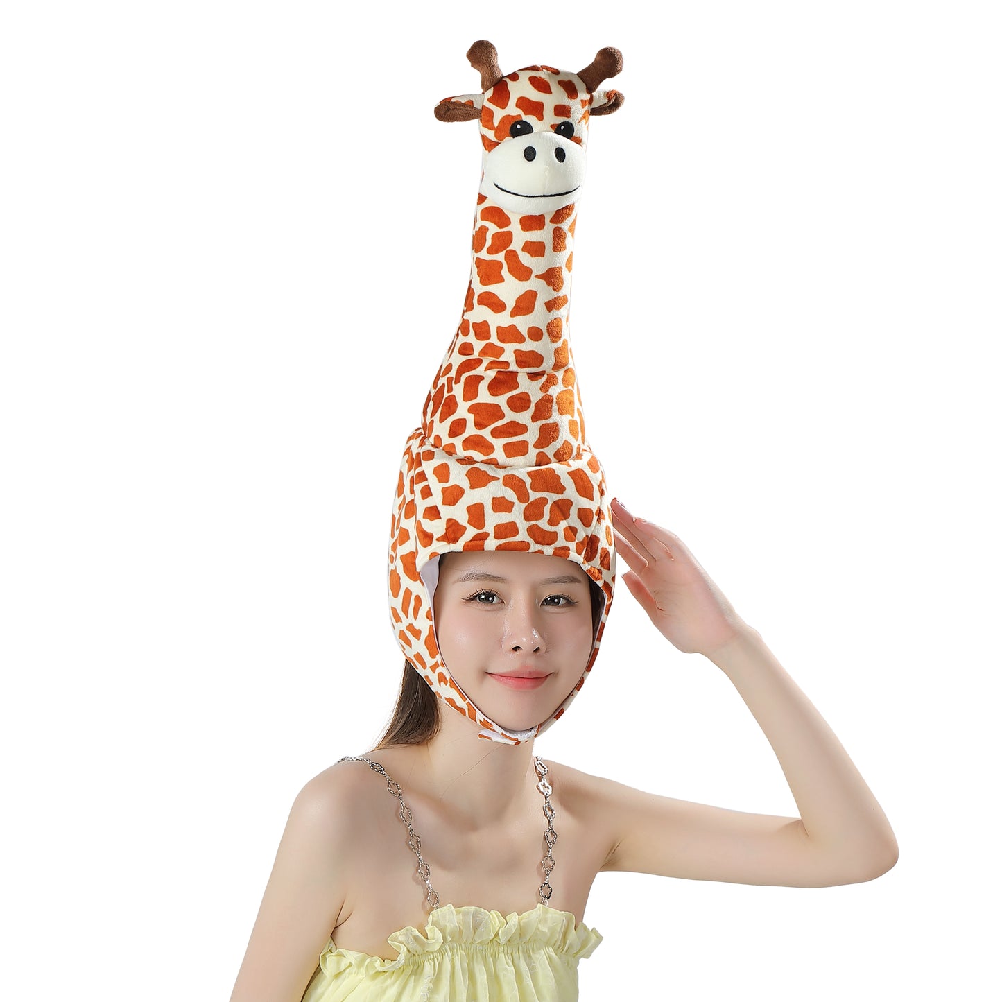 [Kichijoji Ryohin] A headgear featuring a cute giraffe with a long neck that says, “The giraffe poop makes you feel refreshed!”